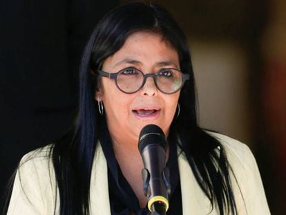 La vicepresidenta de Venezuela, Delcy Rodríguez, en un acto en el Palacio de Miraflores.