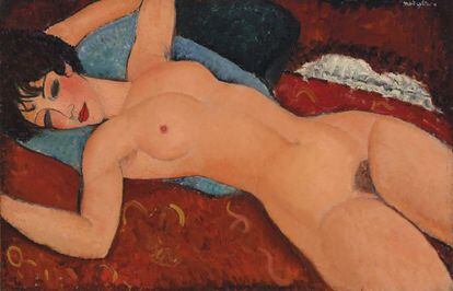 La obra 'Nu Couché' del artista italiano Amedeo Modigliani que se vendió ayer lunes en Christie´s Nueva York .