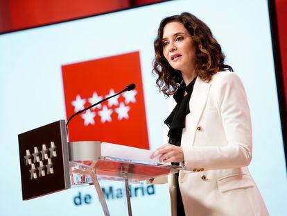 La presidenta de la Comunidad de Madrid, Isabel Díaz Ayuso, el pasado miércoles en la Real Casa de Correos.