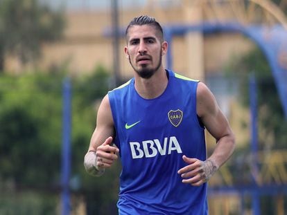 Óscar Junior Benítez entrena para el Boca Juniors en el Complejo Pedro Pompilio, en una fotografía de archivo.