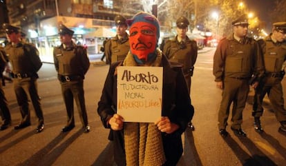 Manifestación a favor del aborto en Santiago de Chile