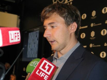 Serguéi Kariakin, en diciembre de 2016, durante el Mundial de Nueva York frente a Magnus Carlsen