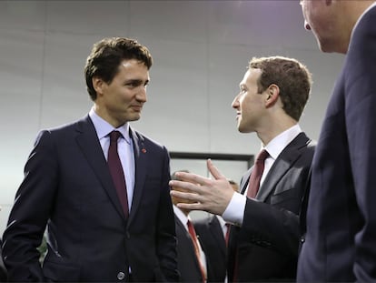 Justin Trudeau, primer ministro de Canadá, y Mark Zuckerberg, fundador de Meta.