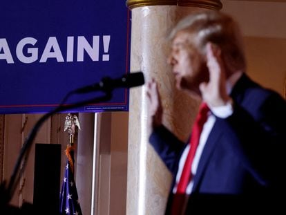 Donald Trump, el martes, durante su anuncio en Mar-a-Lago.