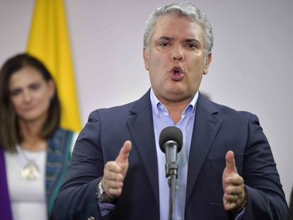 El presidente colombiano Iván Duque, durante una conferencia de prensa.