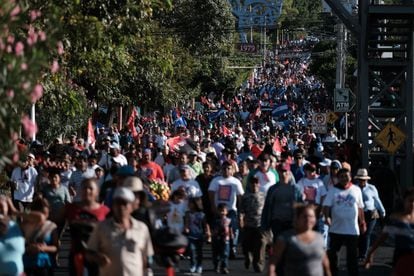Manifestación de simpatizantes sandinistas en Managua en contra del coronavirus.