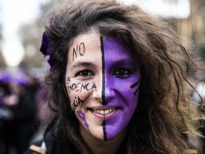 Una joven en la manifestación del pasado 8-M en Madrid.