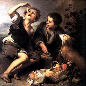 El cuadro Niños comiendo pastel, de Murillo, hacia 1675-1680 (Alte Pinakothek de Múnich).