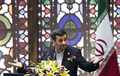 El presidente iraní, Mahmoud Ahmadineyad, durante su discurso.