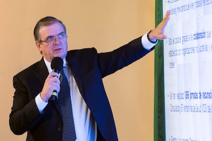 El canciller Marcelo Ebrard este martes durante una conferencia de prensa en la Ciudad de México