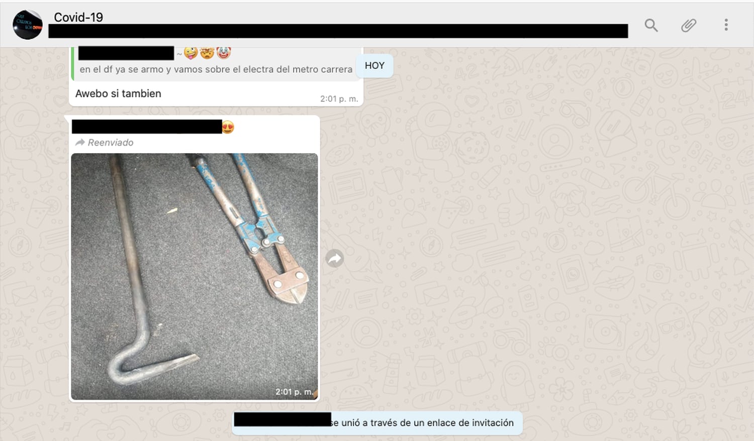 Captura de un grupo de WhatsApp que incita a saqueos en México.