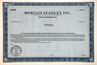 Este certificado de acciones de Morgan Stanley se vende por casi 300 euros.