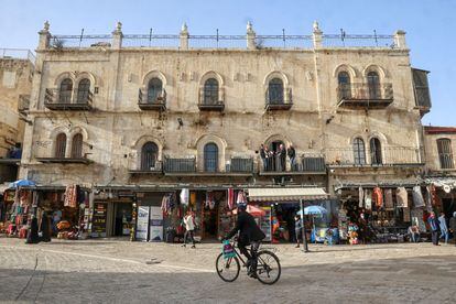 Facade of the Petra hotel, at the Jaffa gate of the Old City of Jerusalem.