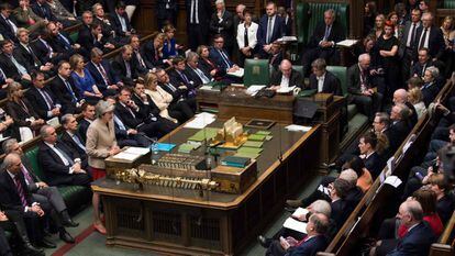 Intervención de Theresa May en el Parlamento británico.