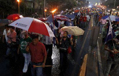 Manifestantes en Tegucigalpa este viernes.