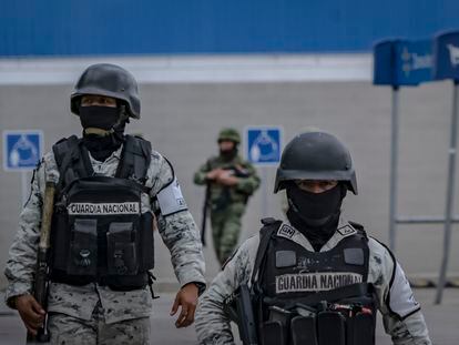 Elementos de la Guardia Nacional en San Cristóbal de las Casas, Chiapas, el 16 de junio de 2022.