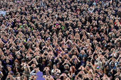 Concentracion de mujeres en Bilbao el pasado 8 de Marzo.