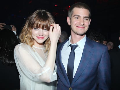 Emma Stone y Andrew Garfield durante el estreno de la película 'The Amazing Spider-Man 2'.