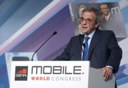 C&eacute;sar Alierta, el 25 de febrero en el Mobile World Congress.