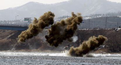 Tanques surcoreanos durante unas maniobras a comienzos de mes.