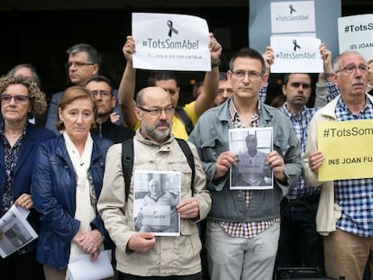 Professors en la concentració d'avui a Barcelona.