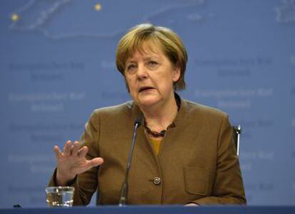 La canciller alemana, Angela Merkel, tras la cumbre del Consejo Europeo. 