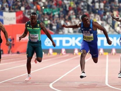 Coleman se impone a Gatlin en la final de los 100 metros.