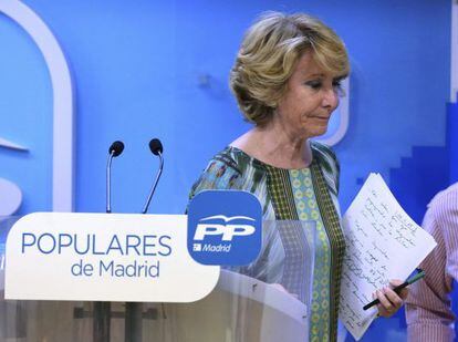 Esperanza Aguirre, tras una rueda de prensa del pasado lunes.