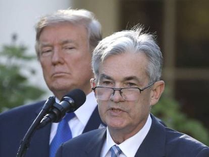 El presidente de EE UU, Donald Trump, junto a Jerome Powell, nominado a la presidencia de la Fed.
