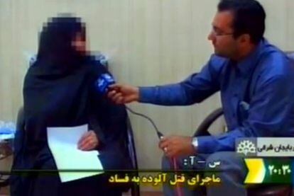 Un momento de la entrevista a Ashtianí en la televisión estatal iraní.
