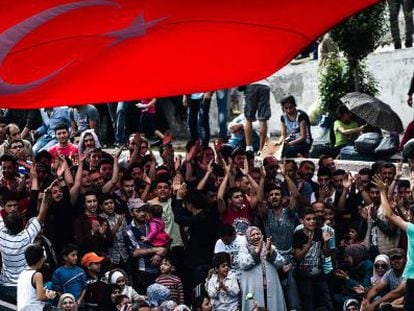 Protesta de migrantes en Estambul el jueves.