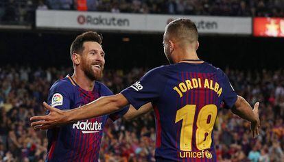 Messi i Alba un dels gols davant l'Espanyol.