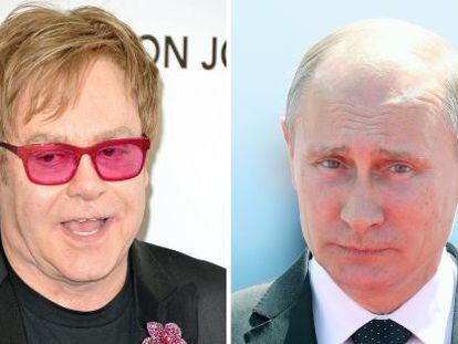 El cantante Elton John y el presidente ruso Vladimir Putin.