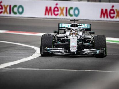 El coche de Lewis Hamilton, durante el Gran Premio de México.