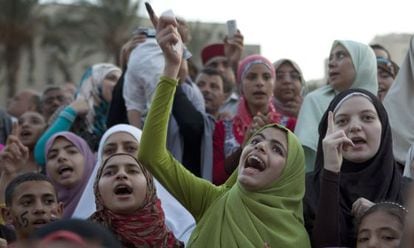 Seguidoras de los Hermanos Musulmanes, en una protesta en El Cairo.