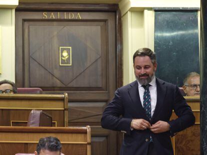 El líder de Vox, Santiago Abascal, este 22 de septiembre, en el Congreso.