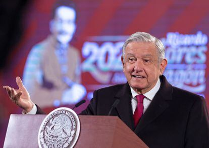 The president of Mexico, Andrés Manuel López Obrador, in his press conference this Monday.