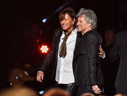 Jon Bon Jovi y Richie Sambora, en la 33ª ceremonia anual del Salón de la Fama del Rock & Roll, el 14 de abril de 2018, en Cleveland (Ohio).