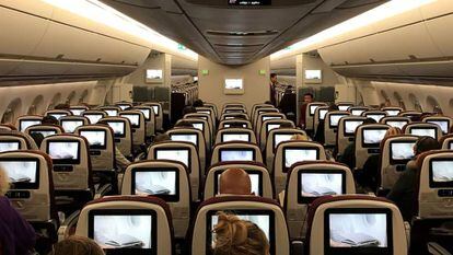 Imagen de los pasajeros en un avión. 