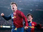 El defensa del Barça Piqué (en primer plano) celebra su gol junto a Bojan, en la Copa del Rey del Nou Camp, en 2009.