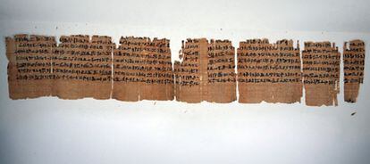 Detalle de uno de los manuscritos inéditos del siglo X a.C. que se encuentra en la abadía de Montserrat