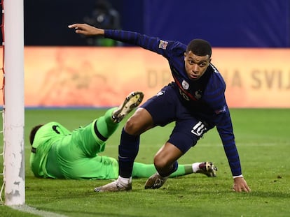 Mbappé, tras anotar el 1-2 ante Croacia.