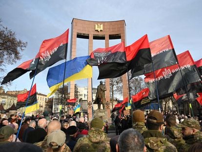 Homenaje al líder ultranacionalista ucranio Stepan Bandera, el pasado 1 de enero en Lviv, en el oeste de Ucrania.