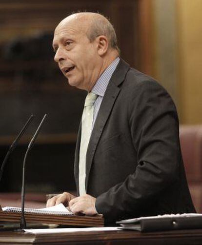 El ministro de Educación, Cultura y Deportes, José Ignacio Wert, hoy en el Congreso de los Diputados.