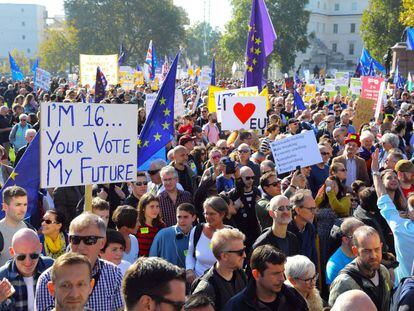 Manifestación a favor de un nuevo referéndum sobre el Brexit el pasado 20 de octubre en Londres.