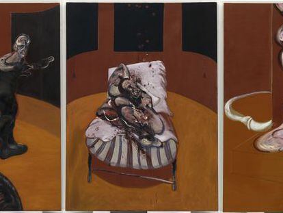 &#039;Tres estudios para una crucifixi&oacute;n&#039; (1962), tr&iacute;ptico del pintor Francis Bacon y expuesta desde hoy en el Museo Guggenheim de Bilbao.