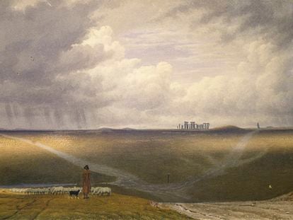 'Stonehenge - un día lluvioso', acuarela pintada por William Turner en 1840 que refleja el paisaje inglés en el momento en que se desencadena una borrasca.