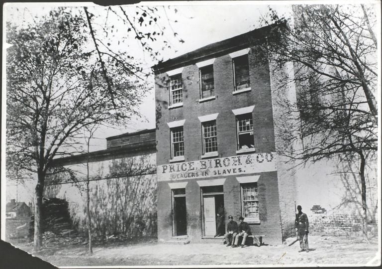Un mercado de esclavos en Alexandria (Virginia, EE UU), en una foto fechada aproximadamente en 1860.