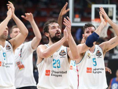 Felipe, Llull y Rudy, tras la victoria ante el CSKA: