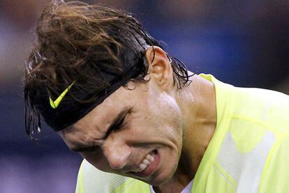 Nadal se lamenta durante su partido ante Melzer.